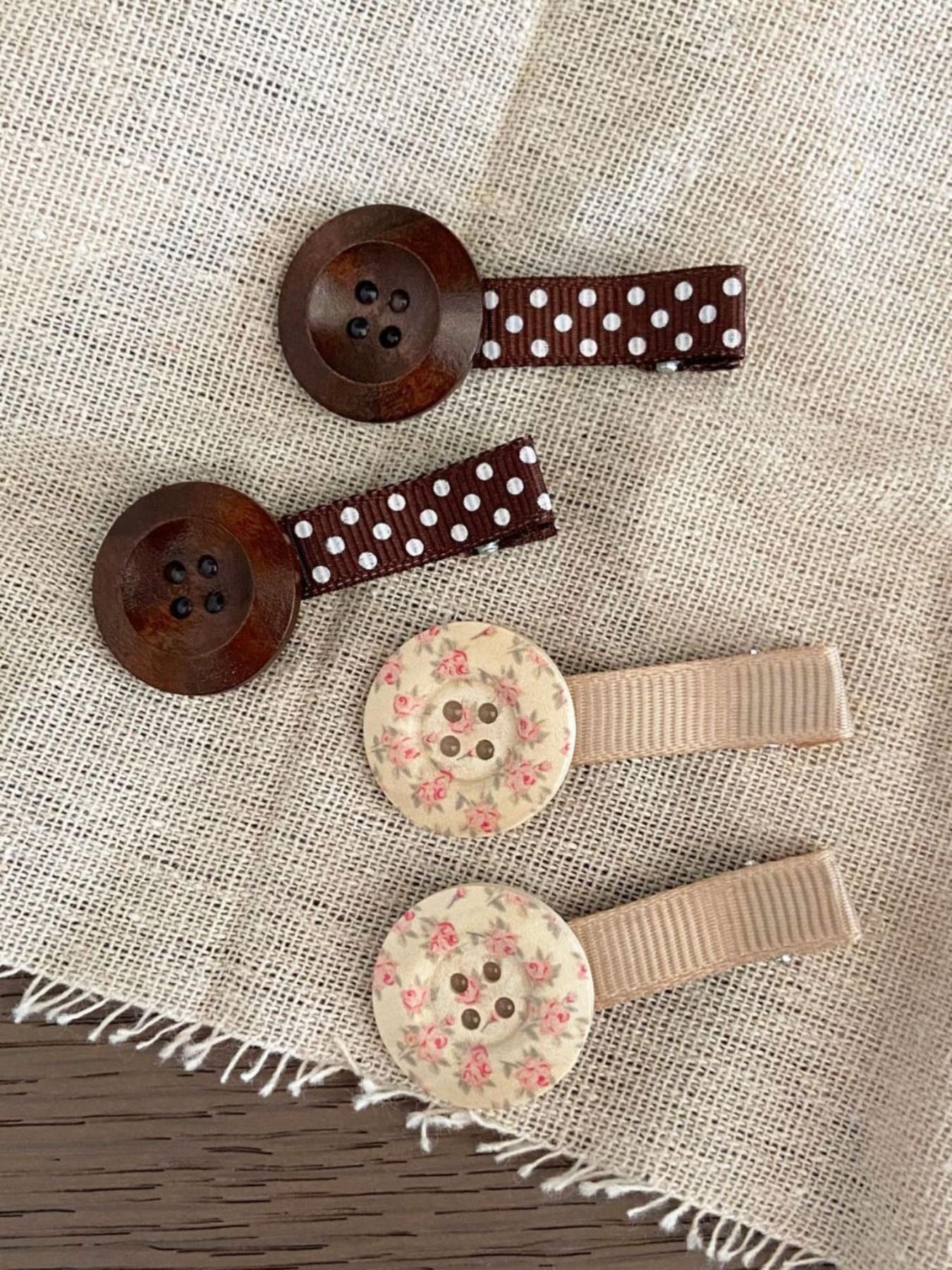 4PCS Button Polka Dot Floral Hair Clip, Retro Style, Whimsical Side Bang Clip, Simple Fashion, Perfect Gift, Daily Accessory, Party, Holiday