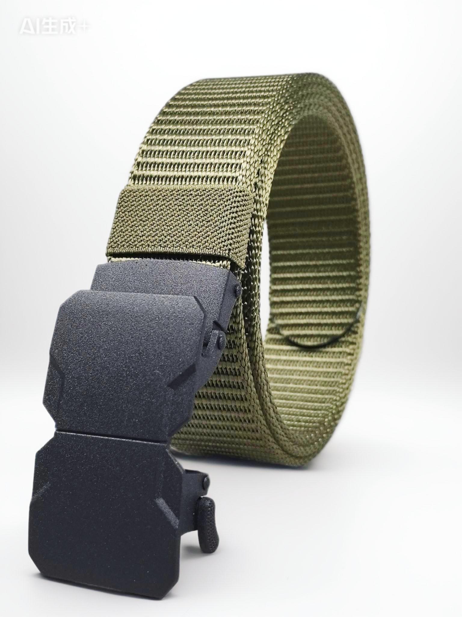 Men's Zipper Nylon Belt with Alloy Buckle, Automatic Stretch Golf Waistband, Outdoor Tactical Hiking Belt, Durable and Comfortable Design