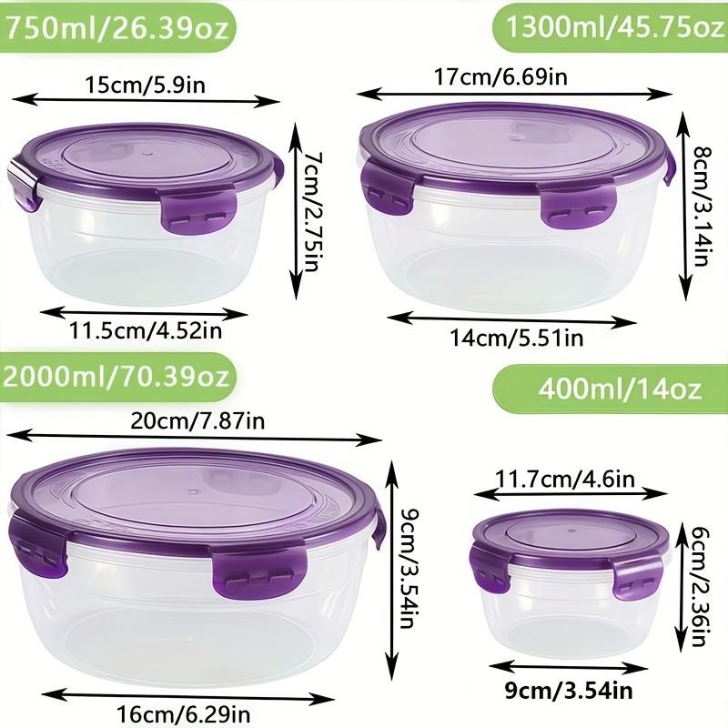 Food Storage Container with Lid, 4 Counts/set Leakproof Microwave-safe Stackable Kitchen Storage Container, Food Organizer Set for Fridge Airtight Food Storage