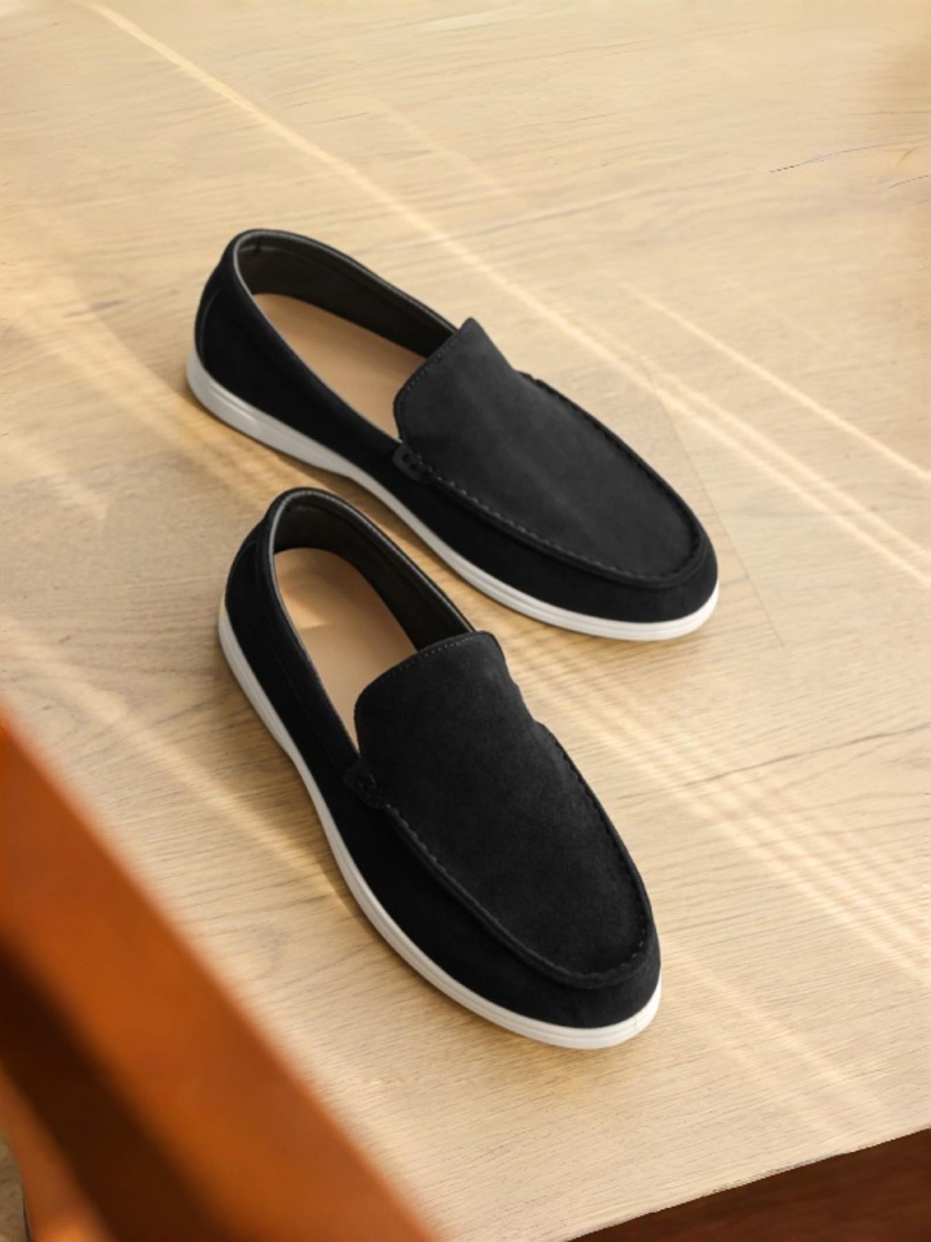 Men's Slip-On Casual Bean Shoes, Driving/at Home Wear, Suede Reverse + Lightweight Sole, Comfortable and Stylish Footwear