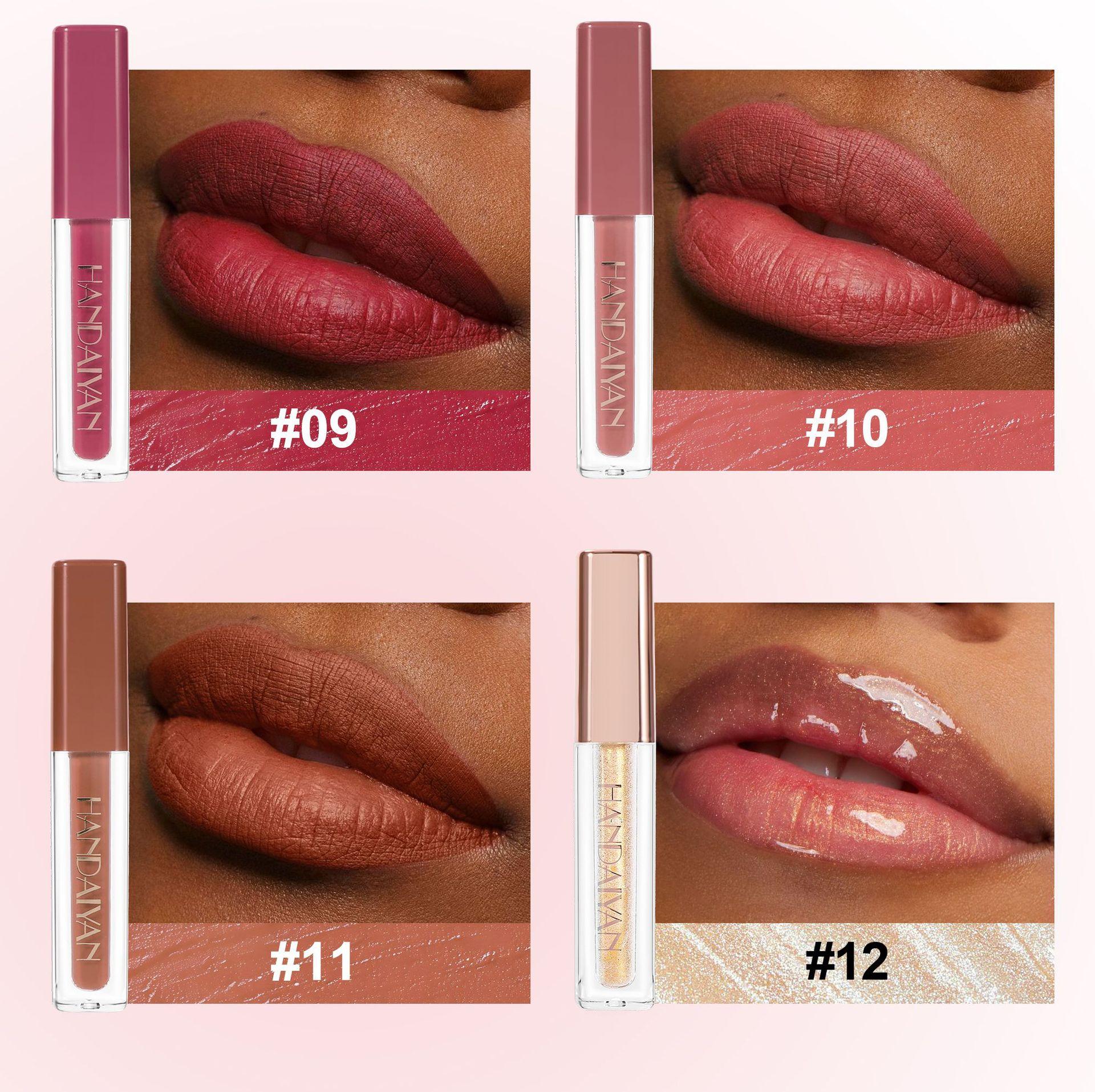 HANDAIYAN 12 Pcs Matte Liquid Lipstick Book Gift Set - Long Lasting Waterproof Velvet Lip Gloss Pack for Women