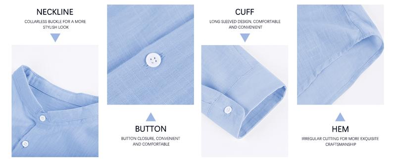 “Valentine's Day gifts” Runcati Men's Linen Shirt Button Down Long Sleeve Cotton Beach Band Collar Casual Summer Shirts “Valentine's Day gifts” Runcati Men's Linen Shirt Button Down Long Sleeve Cotton Beach Band Collar Casual Summer Shirts