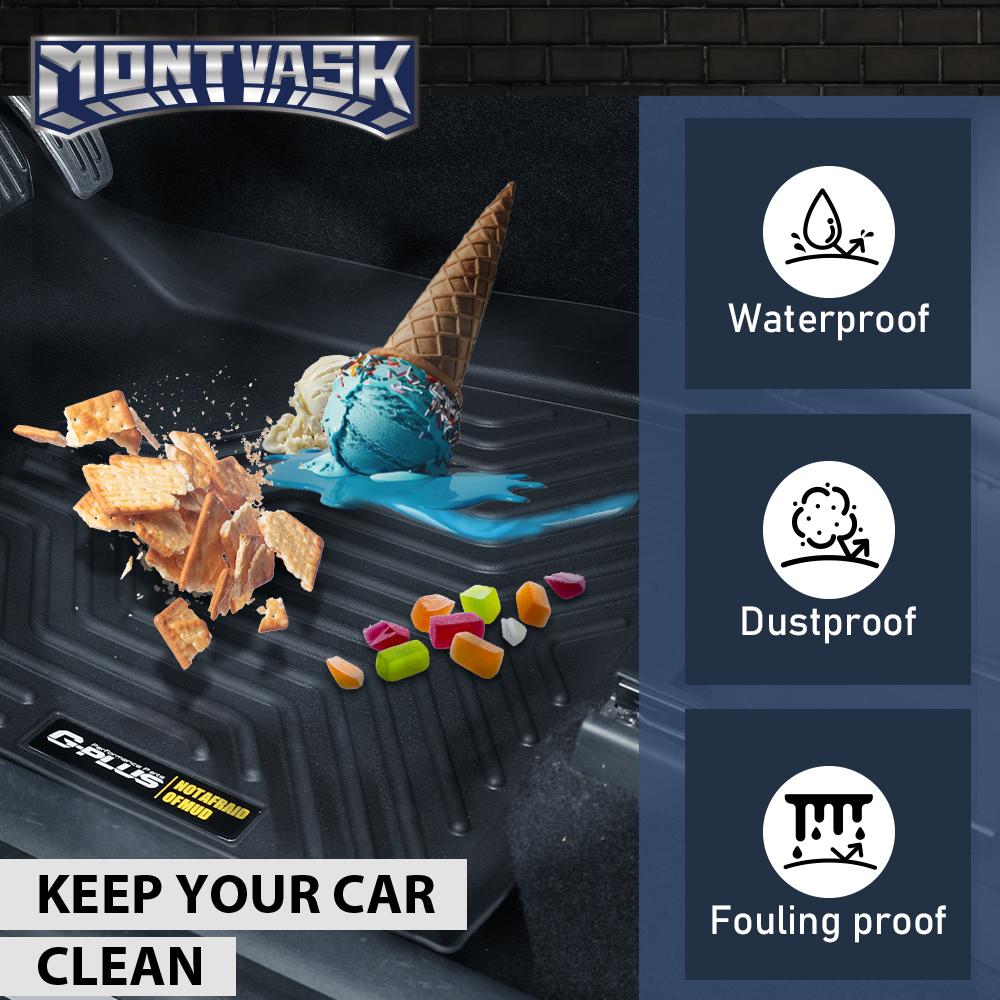 CROSSDESIGN TPE Car Floor Mats Waterpoof Fit For 2013-2019 Ford Escape 13-18 Ford C-Max All Weather TPE LinersFord C - Max, Front & 2nd Row Liner Black, 3 pc