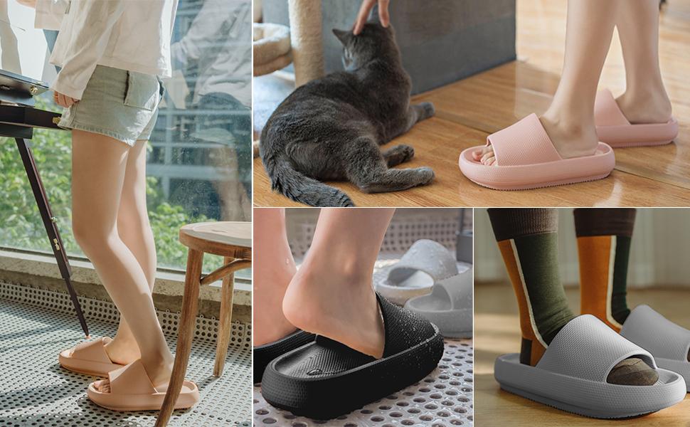 Cloud Slippers for Women and Men, Pillow Slippers Super Soft, Thick Sole Slides for Women with Anti-Skid Sole