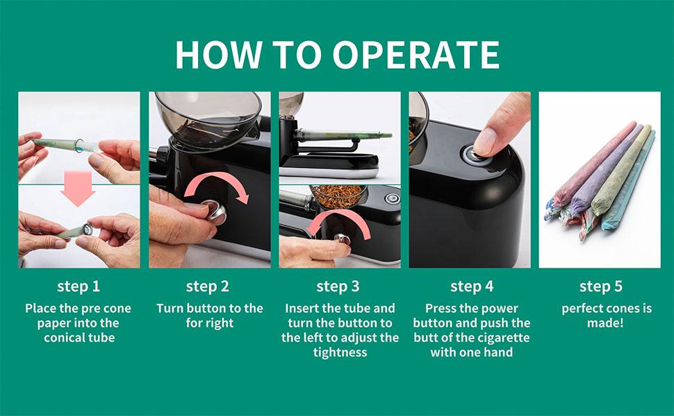 CAPTAIN  Electric Cones Rollling Machine  Filling Maker,1 Stirring Rod, 1 Brush(King Size, Black-Lines)