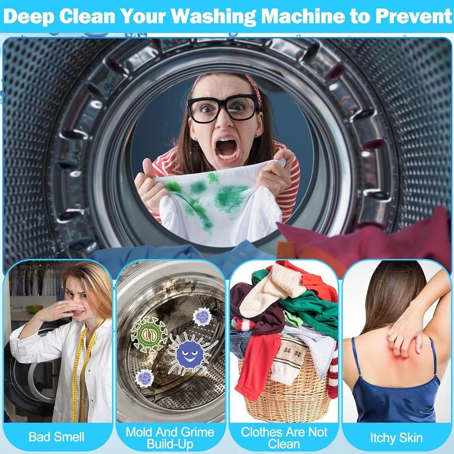 Washing Machine Cleaner and Descaler 12/24 Tablets per Box, Deep Cleaning Tablets for Front-Load and Top-Load Washers, -Friendly Deodorizer, Provides 12 Months and 24 Months Supply