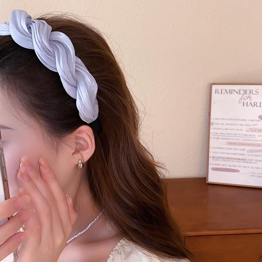Korean Style Pleated Headband for Women, Wide Headband with Textured Fabric, Soft Stretch Hair Band, Stylish Hair Accessories for Washing Face, Skincare, Makeup, Everyday Wear