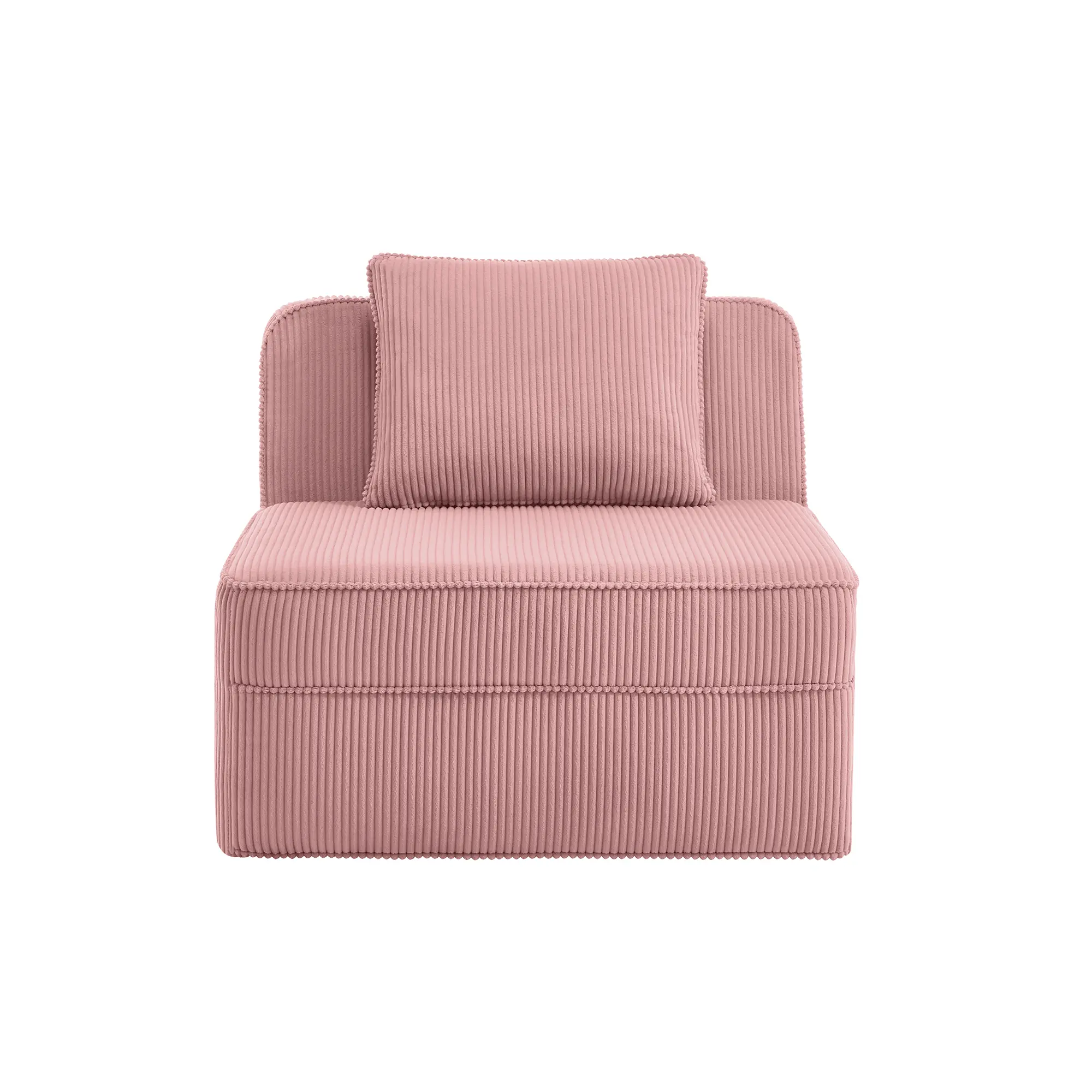 Nokaa Armless Sofa with Pillow Corduroy Pink 1-Seat Couch for Living Room, Apartment, Office, Lounge, Family Room, Home Seating - No Assembly Needed, Plush Fabric, Cloud-Like Comfort