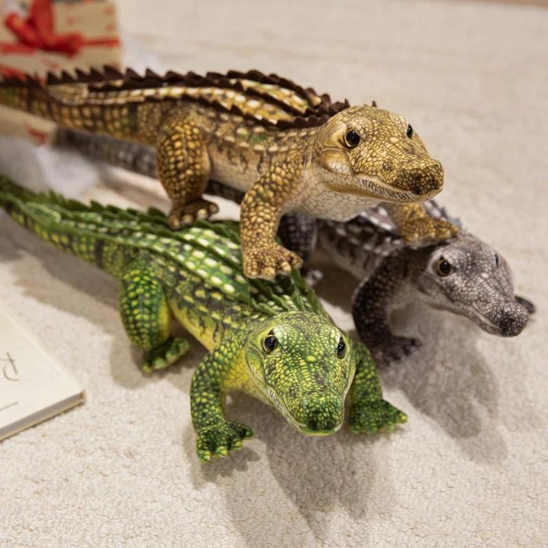 65/90CM Simulation Crocodile Plush Toys Soft Stuffed Lifelike Green Gray Brown Giant Alligator Sofa Cushion