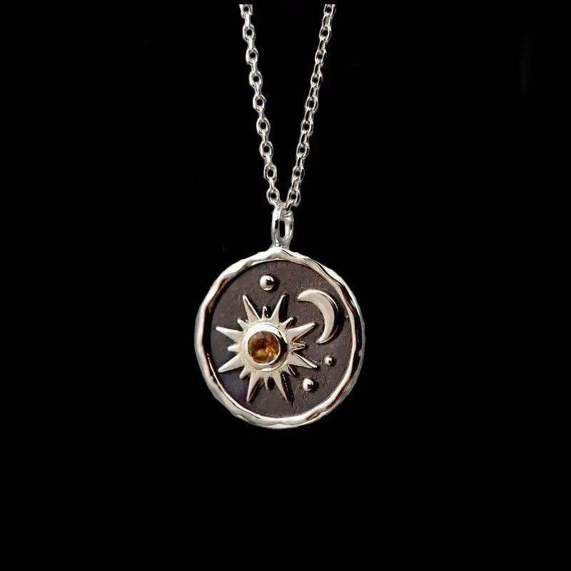 2024 New Women's Boho Vintage Sun Moon Pendant Necklace, Fashion Chain Jewelry Necklaces, Layered Gold Chains for Engagement Commemorative Gifts