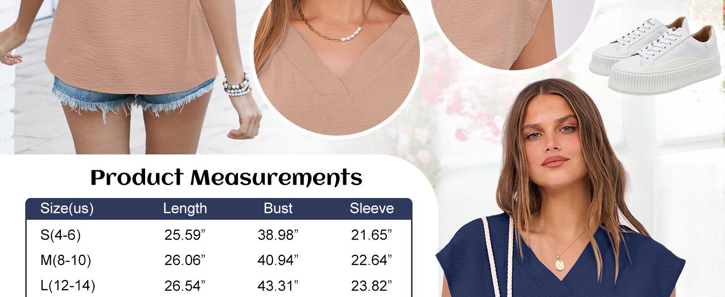 ANRABESS Women Tops Cap Sleeve Textured Dressy Casual V Neck Shirts 2026 Summer Business Work Blouses Outfits Comfort Tee
