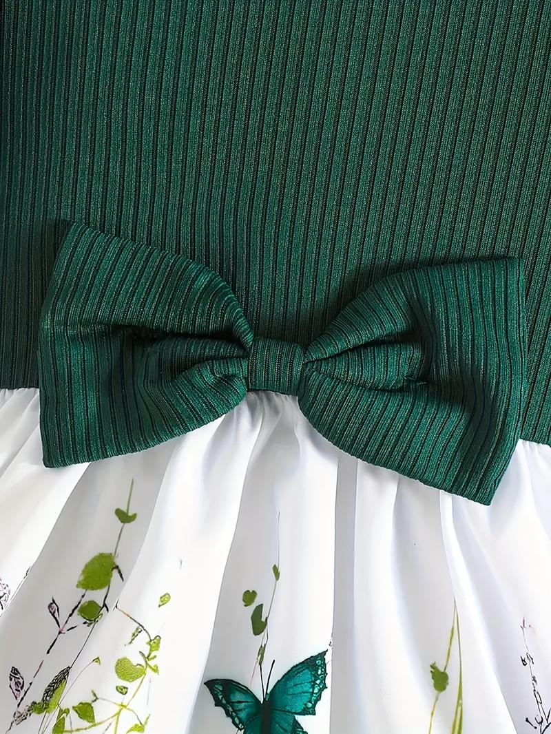 Cute Butterfly Print Baby Girl Dress, Sweet Fashion Sleeveless Party Gown, Ideal for Outdoor Walking and Parties, Baby Clothes Girl