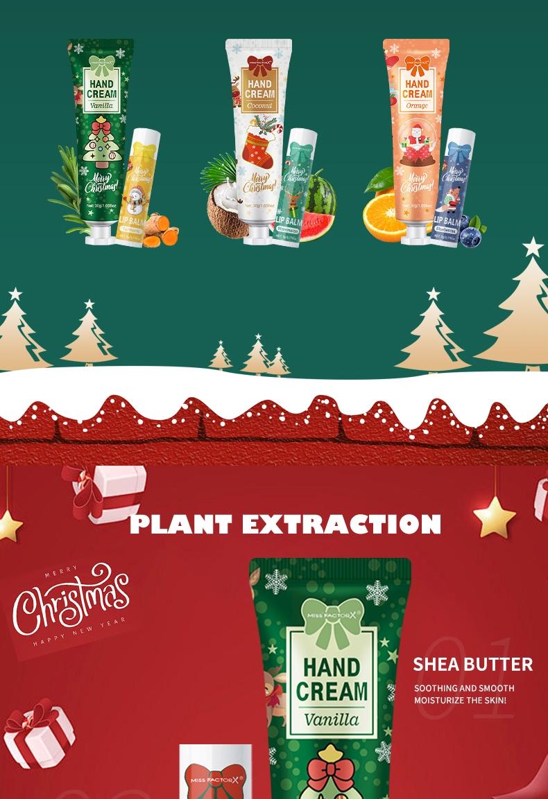 Christmas Gift Set, Beautiful Gift Box, Hand Cream & Lip Balm Kit with Santa Card & Bag, Party Favors, Women's Christmas Present, 10 Sets Per Box