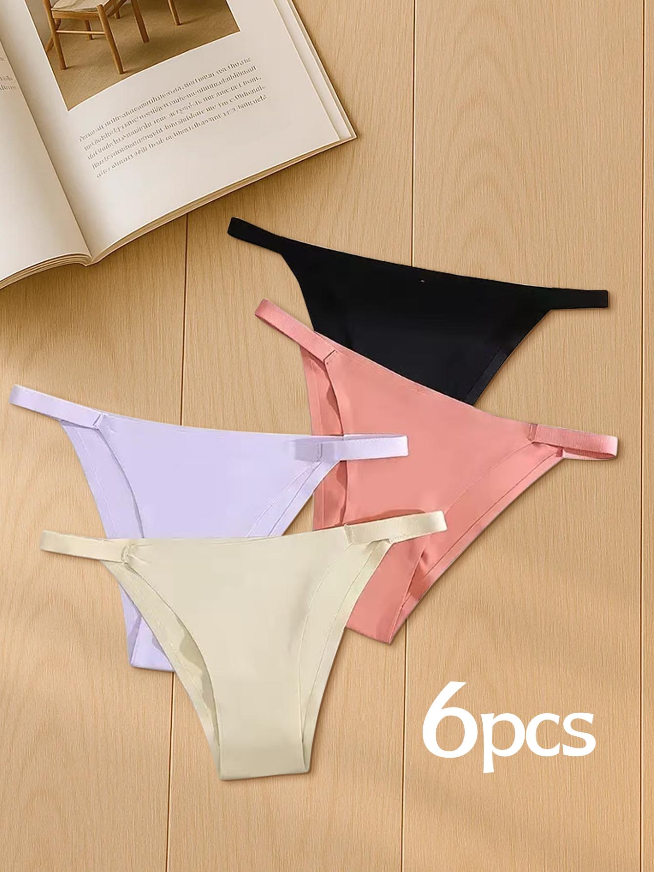 6pcs Of SeamlessWomen'SUnderwear, Fan-shaped, SeamlessTechnology.The Fabric ls Light AndBreathable, Suitable ForVariousCombinations And ShowsExguisiteness.