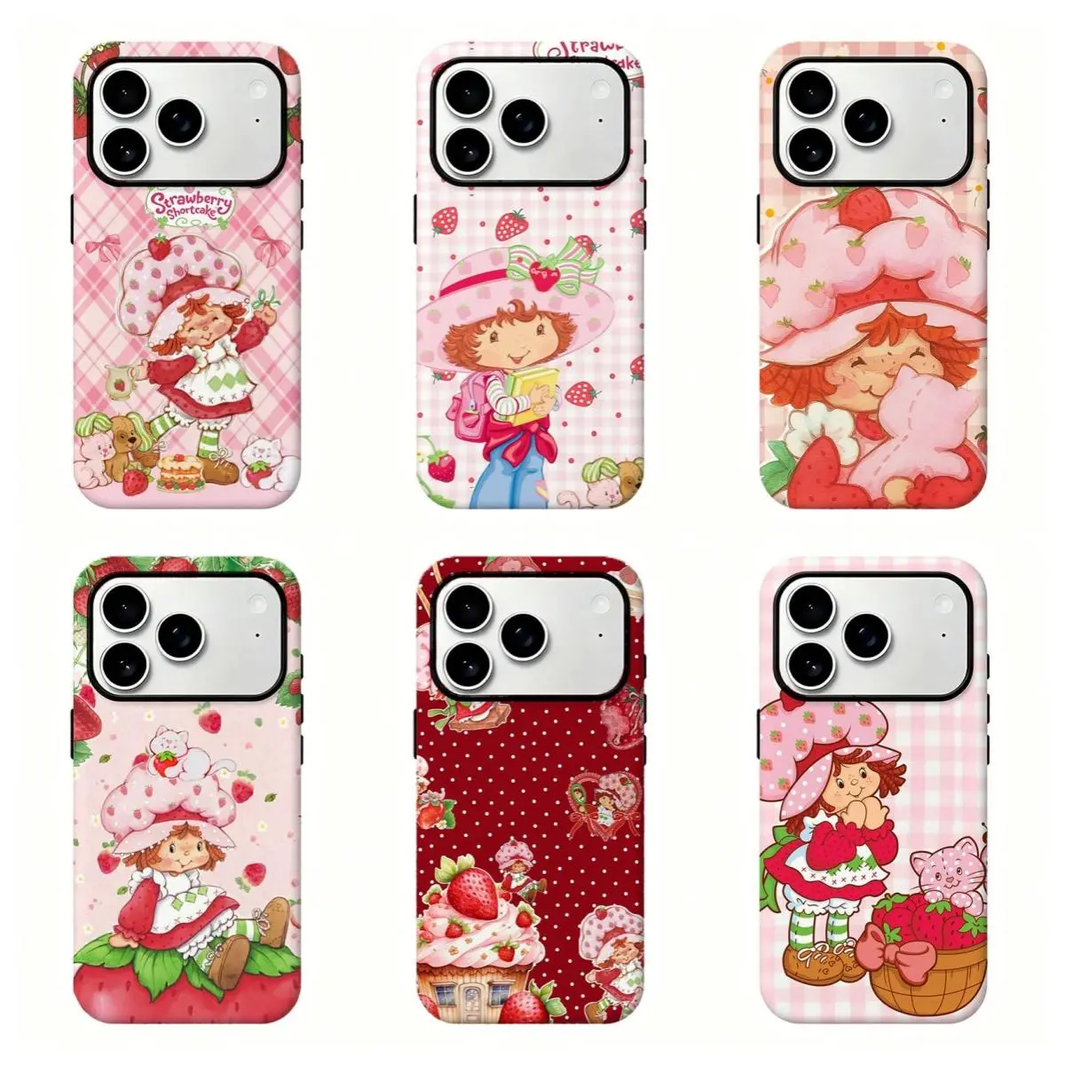 Strawbbbberry Shortccccake Retro Cartoon Print Phone Case, Pink Sweet Girly Cottagecore Phone Cover For iPhone 17 Pro Max 16 15 14 13 12 11 for Samsung S21 S22 S23 S24 S25 Phone Case, Perfect Gift for Girls