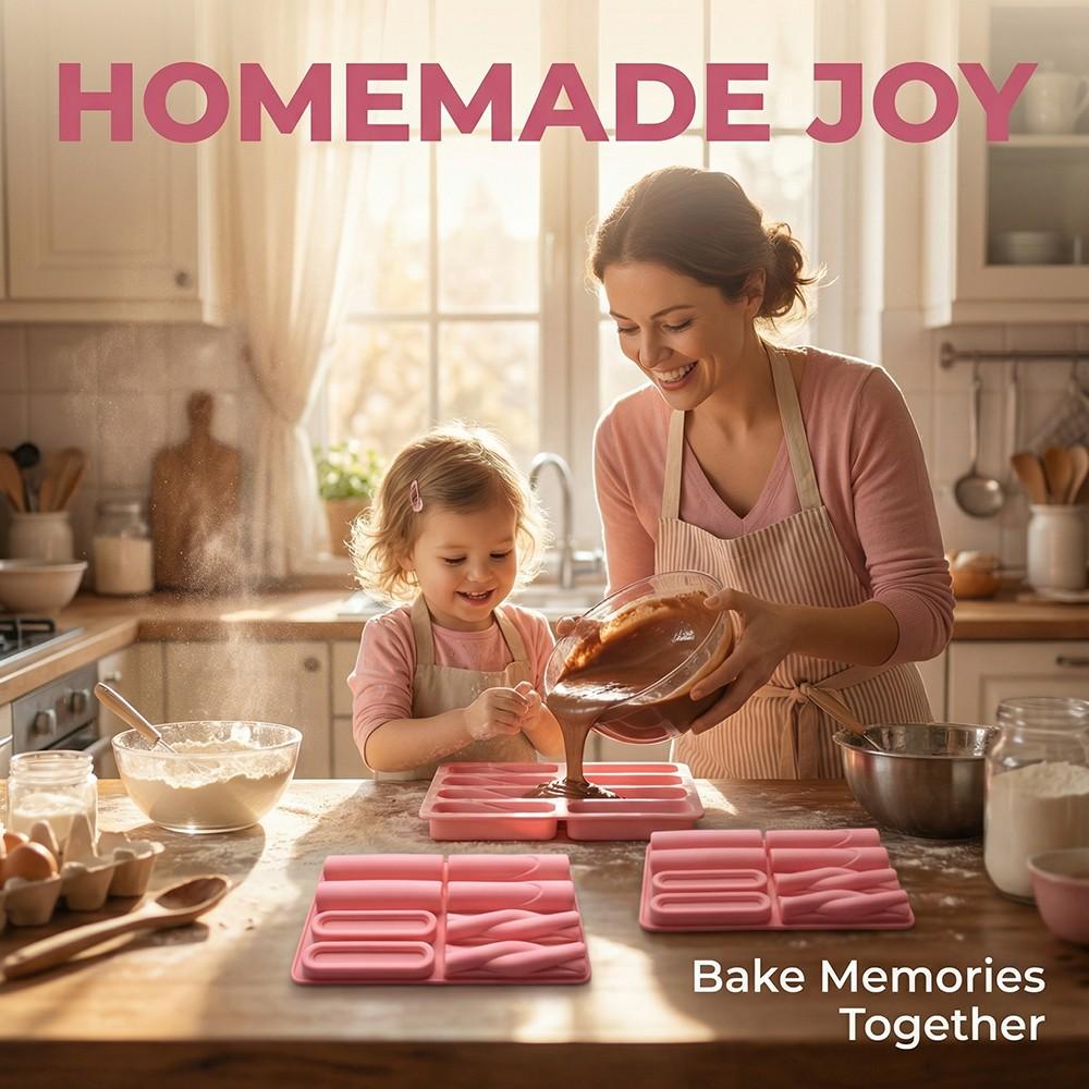 3pcs 8-Cavity Long Rectangle Silicone Cake Molds, 3D Chocolate Cream Cake, Brownie, French Dessert Mold, Baking Tools