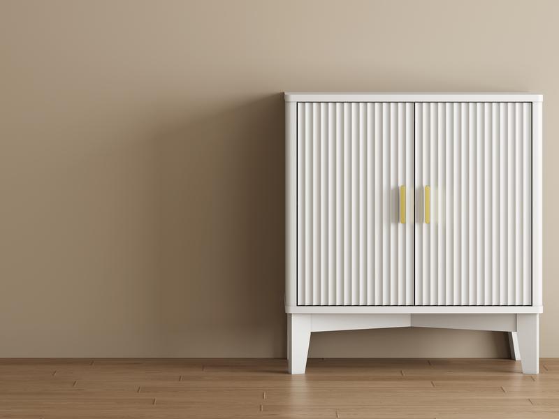 Storage Cabinet with Doors and Adjustable Shelf, Modern Fluted Sideboard Buffet Cabinet, Freestanding Coffee Bar for Kitchen, Pantry, Entryway, Living Room