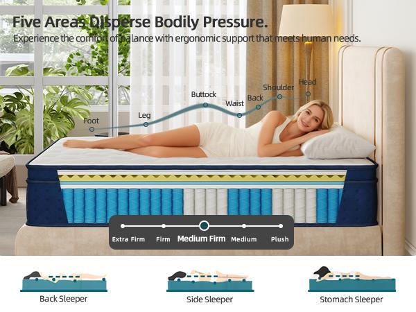 【MemorVes】 12/14 Inch Twin Full Queen King , Hybrid Memory Foam Mattress in a Box | Pocket Spring + Zoned Support | Soft and Comfortable, Pressure Relief, Medium Firmness, CertiPUR-US Certified(mattresses | queen size mattress | full size mattress)