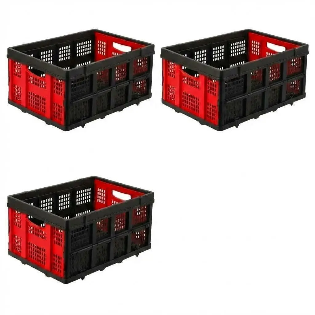 Durable Collapsible Storage Baskets and Foldable Plastic Crates - Heavy Duty, Stackable, Multi-Purpose Containers for Efficient Organization and Space Saving