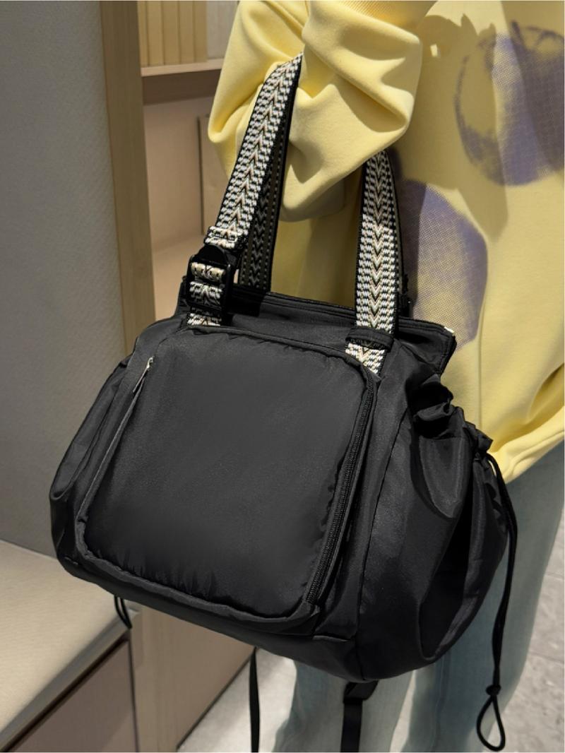 Women's Large Capacity Fitness Travel Daily Backpack - Casual Travel Backpack - Multi functional Convertible Cross/Shoulder Backpack, Multi layer Design, Beige/Black Strap Selection - Durable Material, Suitable for Work and Vacation