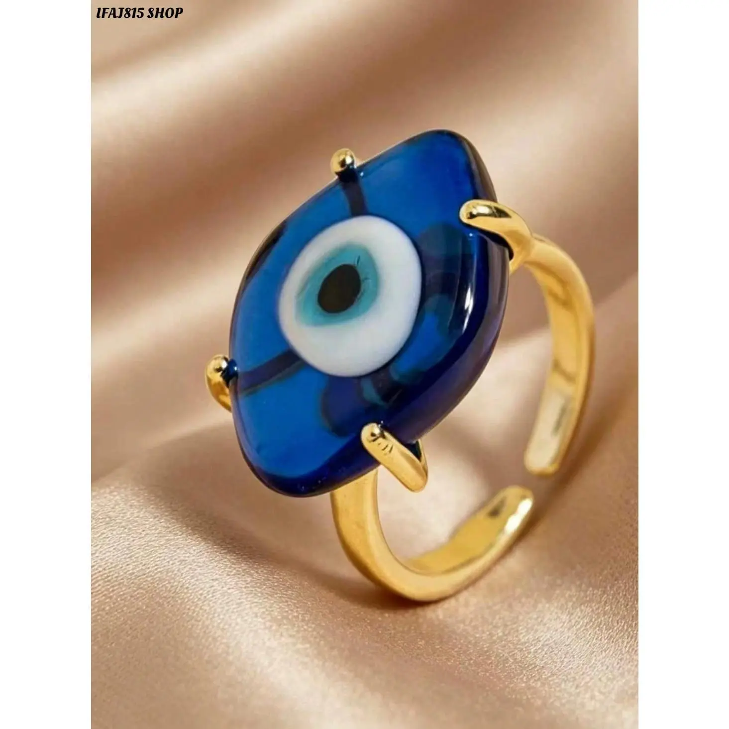Blue Crystal Statement Ring for Women, Punk Vintage Fashion Jewelry, Bold Adjustable Cocktail Ring with Sparkling Gemstone Accent for Party, Date Night, Concert & Everyday Wear