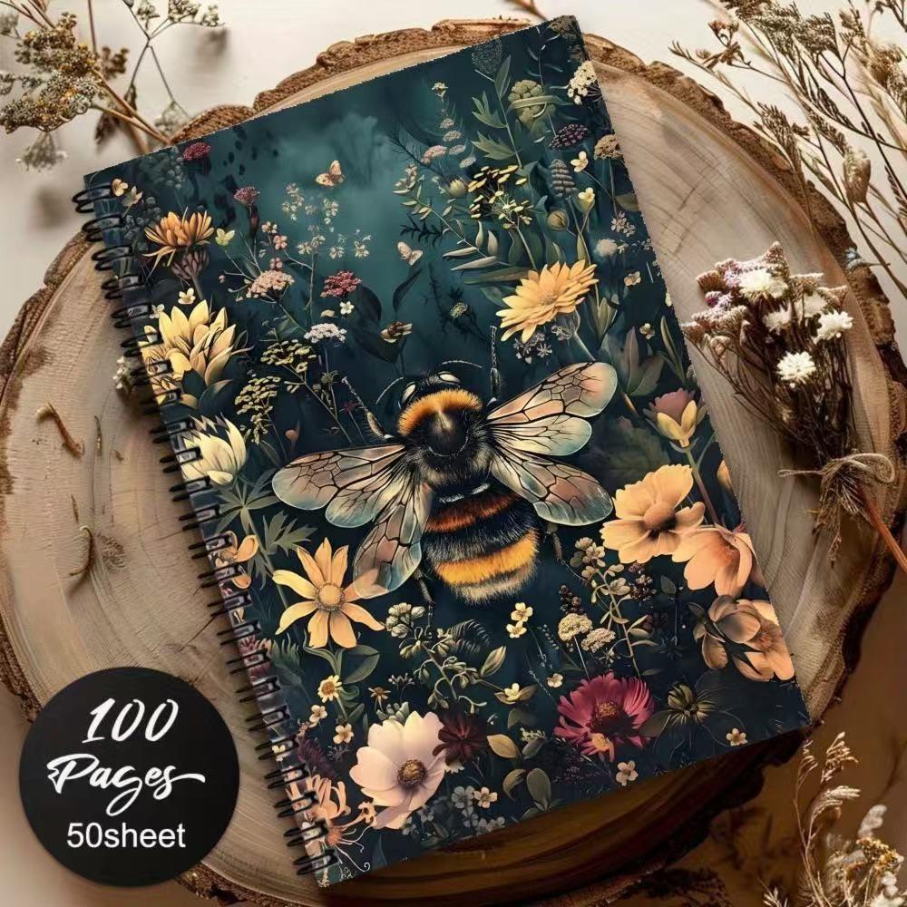 New Cross-Border Bestselling Hive Flower Notebook, 100 Pages Sketchbook, Spiral Coil Journal, Sticky Notes Pad, Ideal for Drawing and Note-Taking
