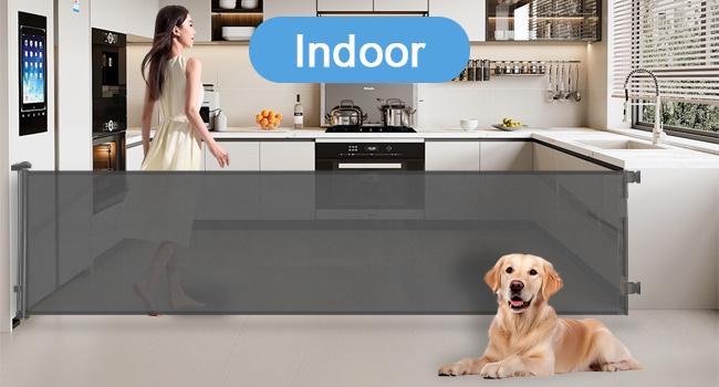 Retractable  pet Gate,Mesh Baby Gate or Mesh Dog Gate,33" Tall,Extends up to 55" 71"118"168"197"Wide,Child Safety Gate for Doorways, Stairs, Hallways, Indoor/Outdoor