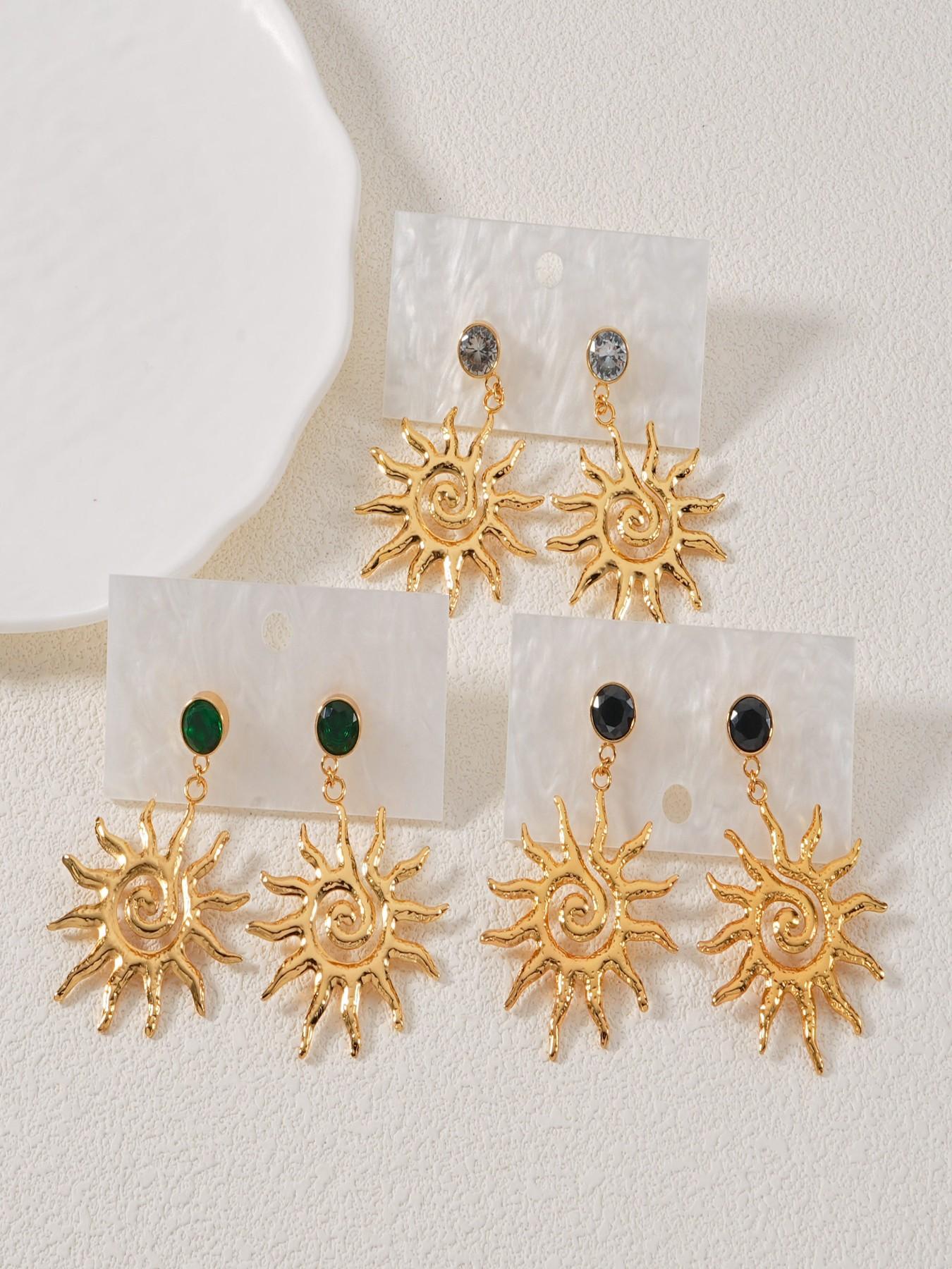 Chic 18k Gold Plated Stud Earrings Set, Elegant Striped Design, High-End Jewelry for Women, Fashionable Simple Accessories