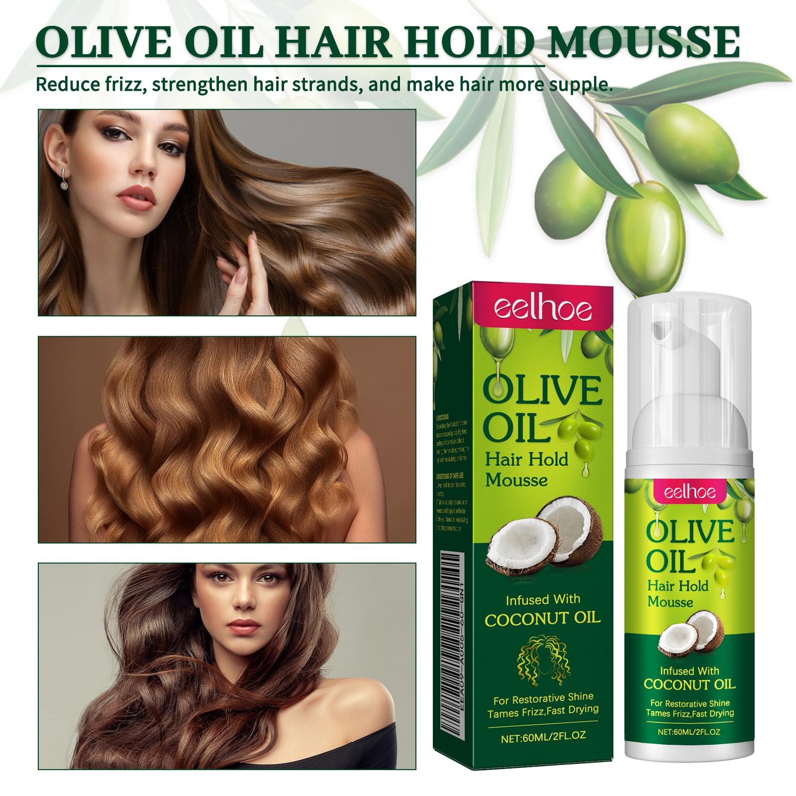 Olive Oil Hair Styling Mousse 2 Pack, Curl Hold Moisturizing, Long-Lasting Anti-Frizz, Protective Curl Shaping Mousse