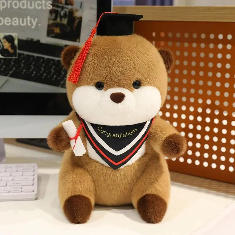 25cm Graduation Gift Doctor Otter Plush Toy Cute Stuffed Animal Toy Doll Soft Cartoon Pillow Graduate Plush Dolls