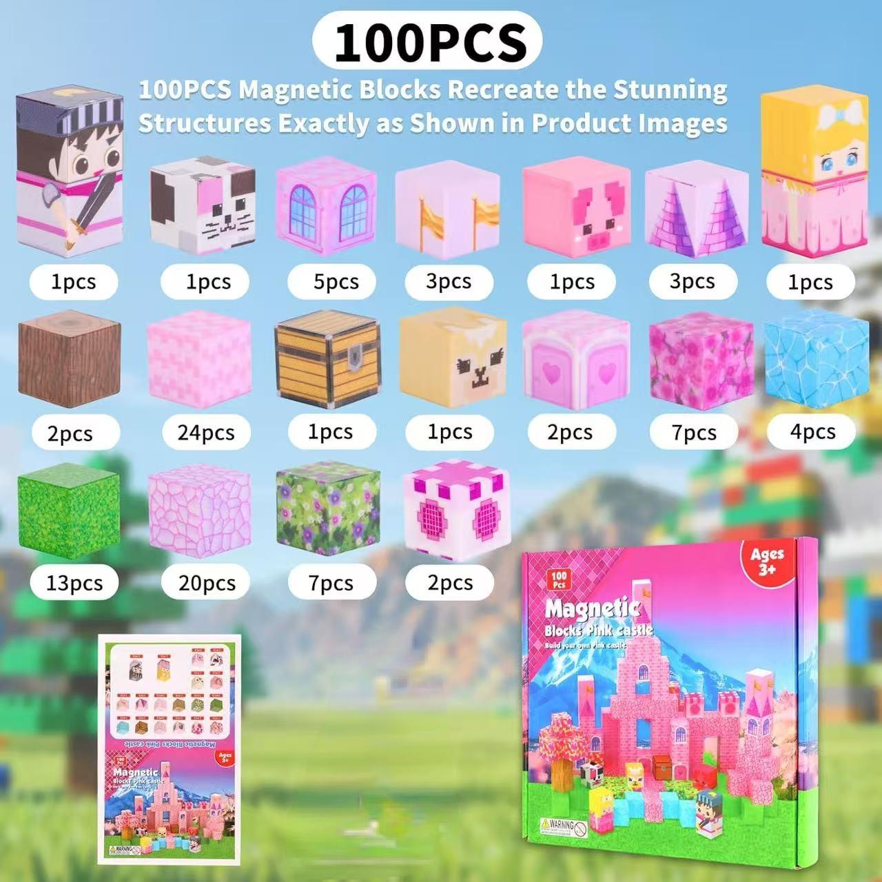 Magnetic Block Puzzle Set, Buildable Magnetic Toy for Kids, Mini Magnetic Building Blocks, Educational Playset