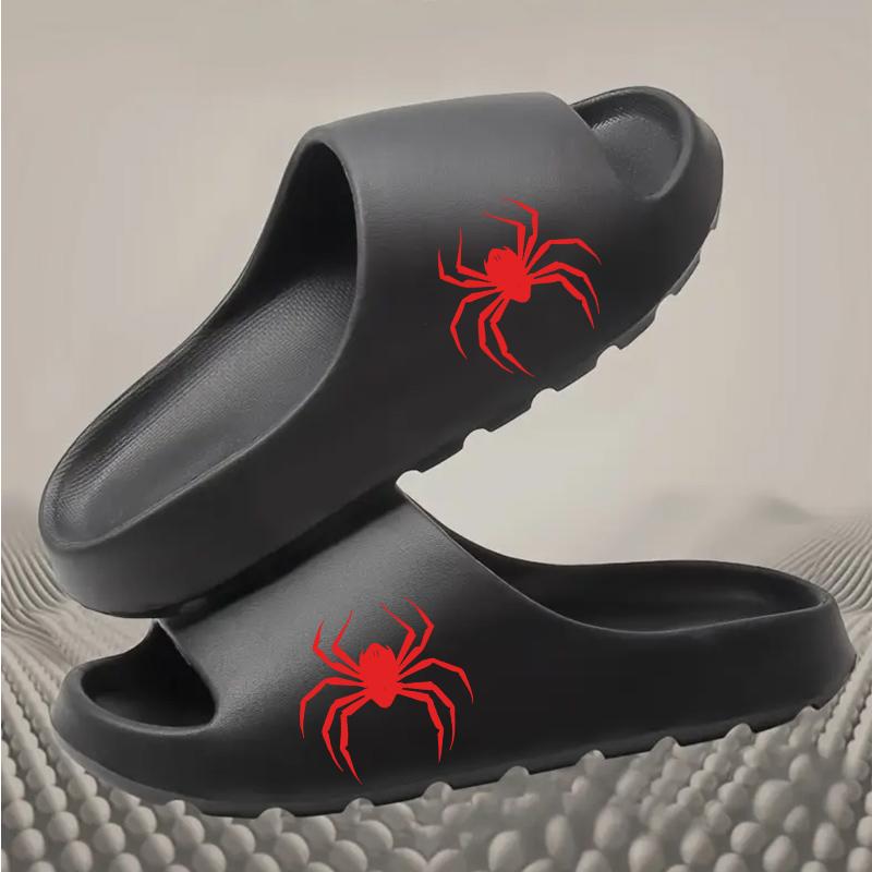 Halloween Spider Print Slippers for Women Men Non-Slip Indoor Home Shoes Comfortable Soft Sole Casual House Slippers Funny Novelty Animal Pattern Footwear for Holiday Party Daily Wear