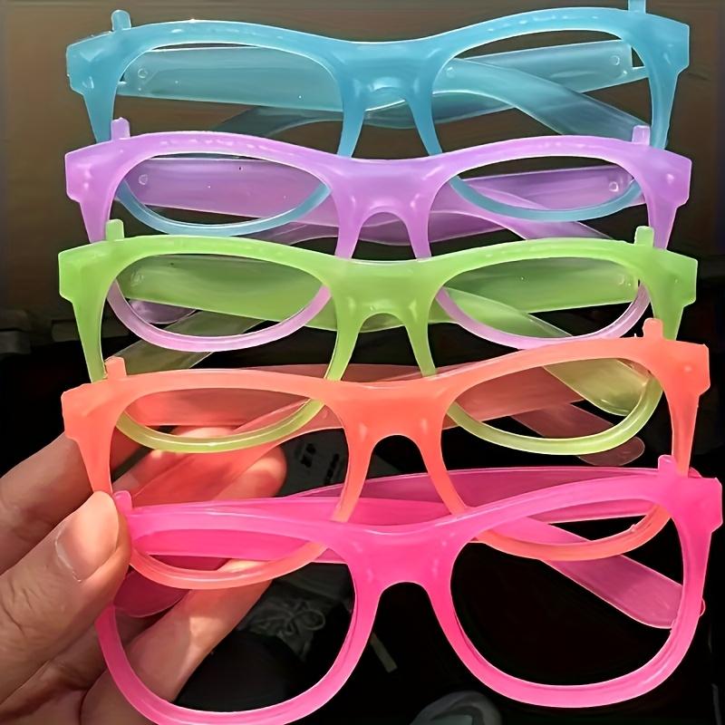 Glow-in-the-dark party glasses - neon green, purple, orange, yellow, red - no lenses required, lightweight and durable plastic frame, suitable for Halloween, proms, birthdays, photo booths, costume parties - party favors, decorations, photo props