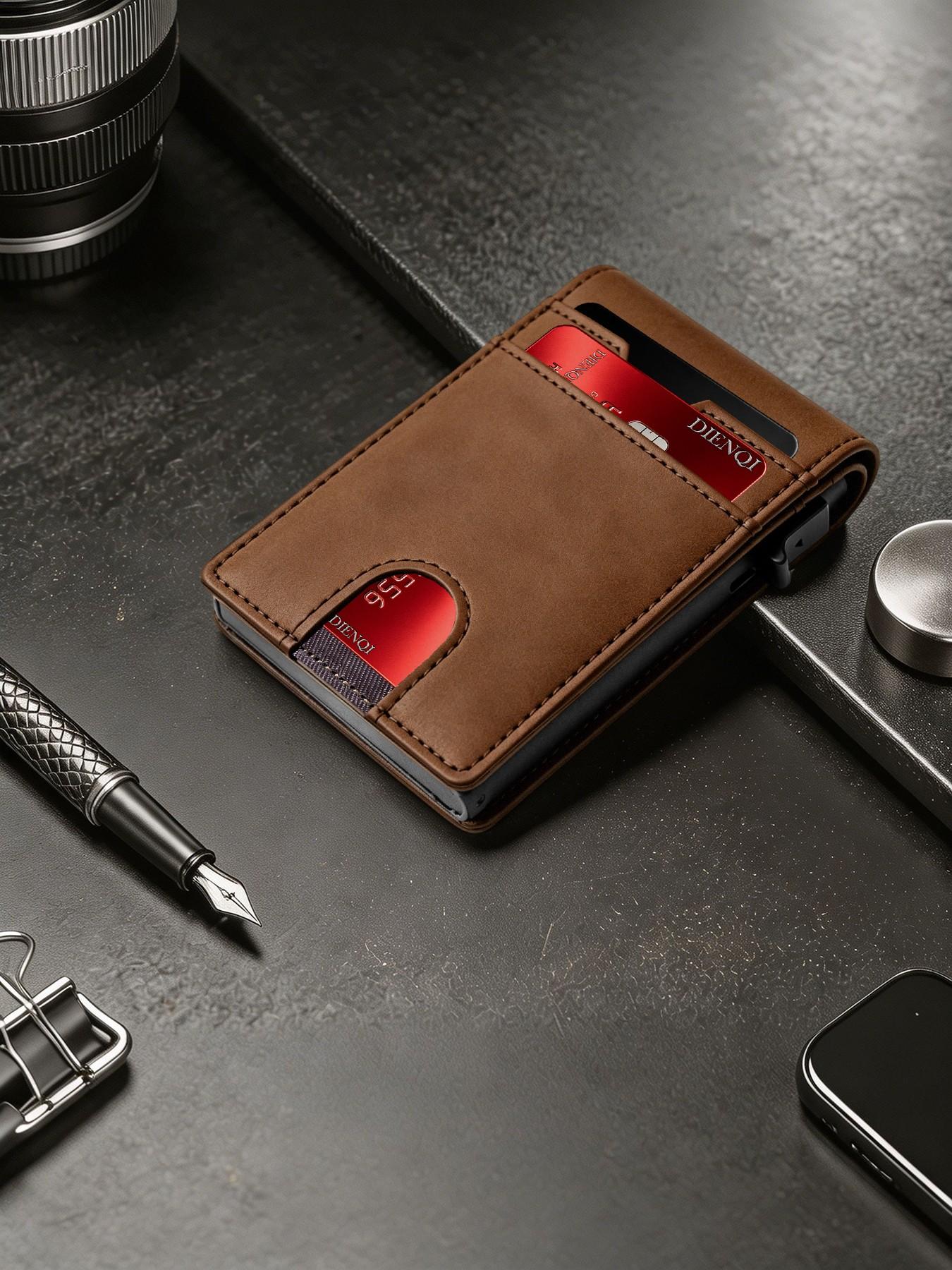 Men's Magnetic Wallet Coin Purses RFID Blocking Bank Credit Card Holder Purses Clutch Bag Slim Smart Wallets Man Mini Card Case RFID Protected Wallet