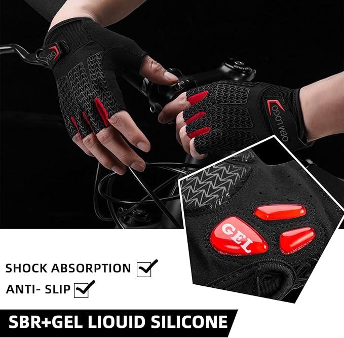 ROCKBROS Road Cycling Gloves for Men Women Commuter Gloves Half Finger Biking Gloves with Gel Padded Shock Absorbing, Breathable Anti Slip Road Bike Gloves for Summer Bicycling Riding