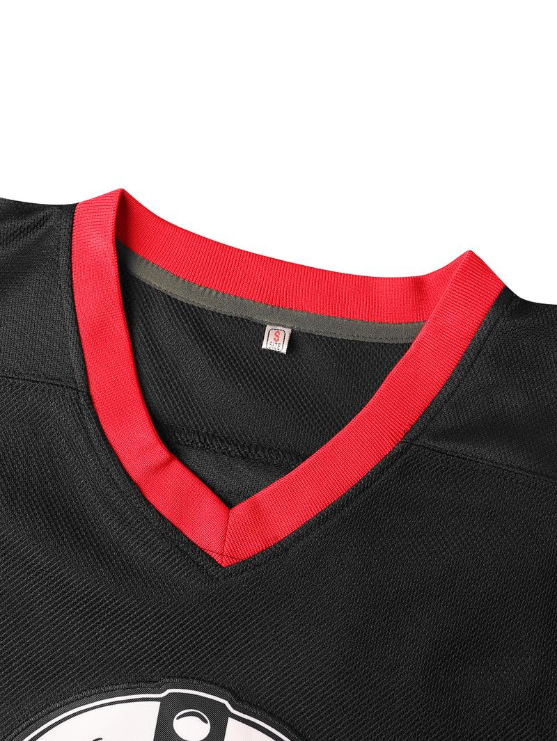Ice Hockey Jersey Black & Red Color, Front Skull Design Back Number 13 Men & Women Same Style Fan Wear