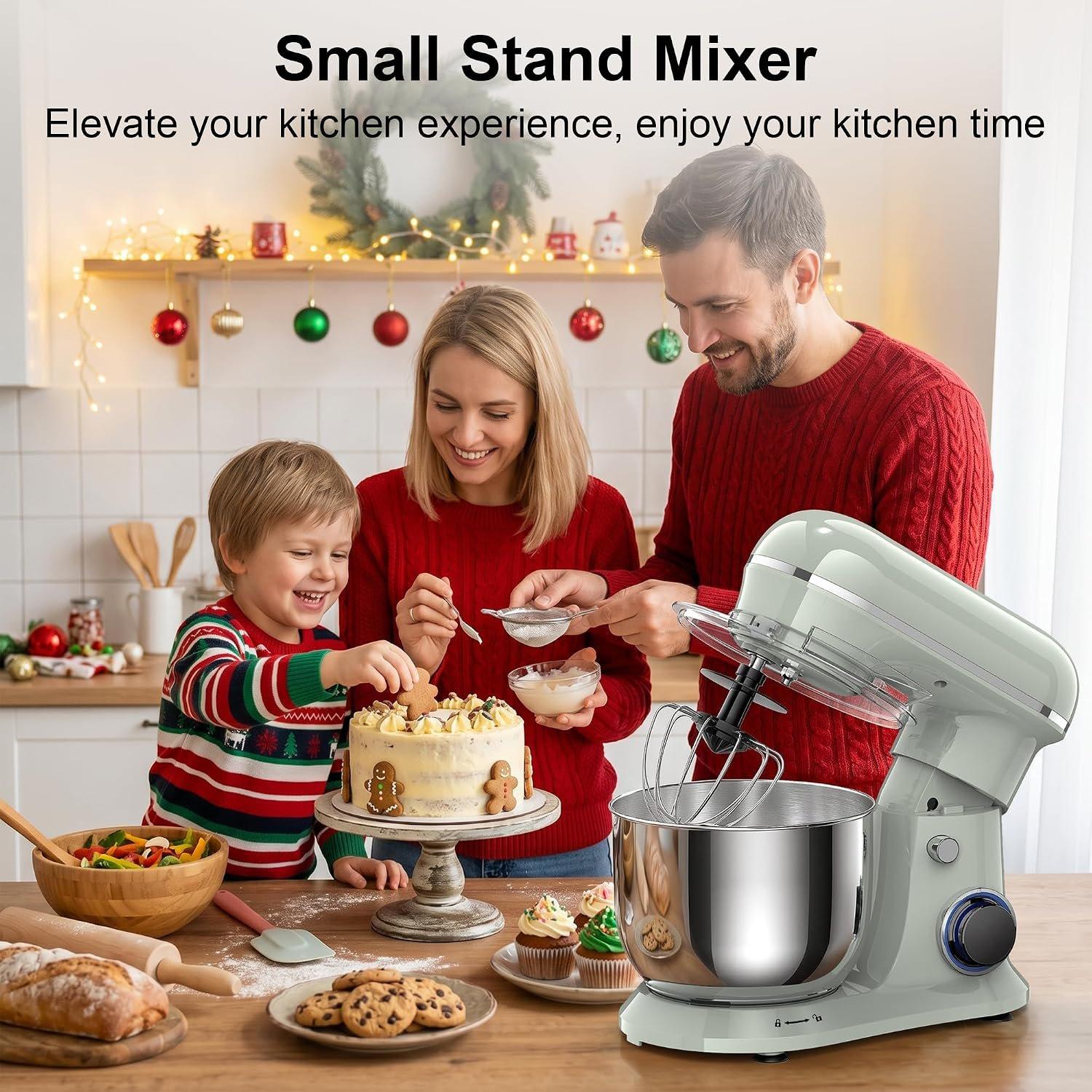 4QT Electric Stand Mixer, 10-Speed Tilt- Compact Kitchen Mixer | Multiple Stylish Colors |  mixer with Dough Hook & Beater & Whisk | for Cake & Bread | Dishwasher-Safe | Green