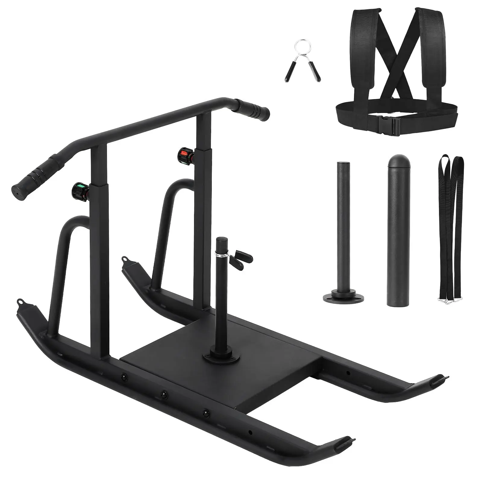 Adjustable Weight Training Sled, Heavy Duty Carbon Steel Power Sled for Home Gym, Fits 1" & 2" Plates, 550lbs Capacity, All-Terrain Glider for Strength Conditioning