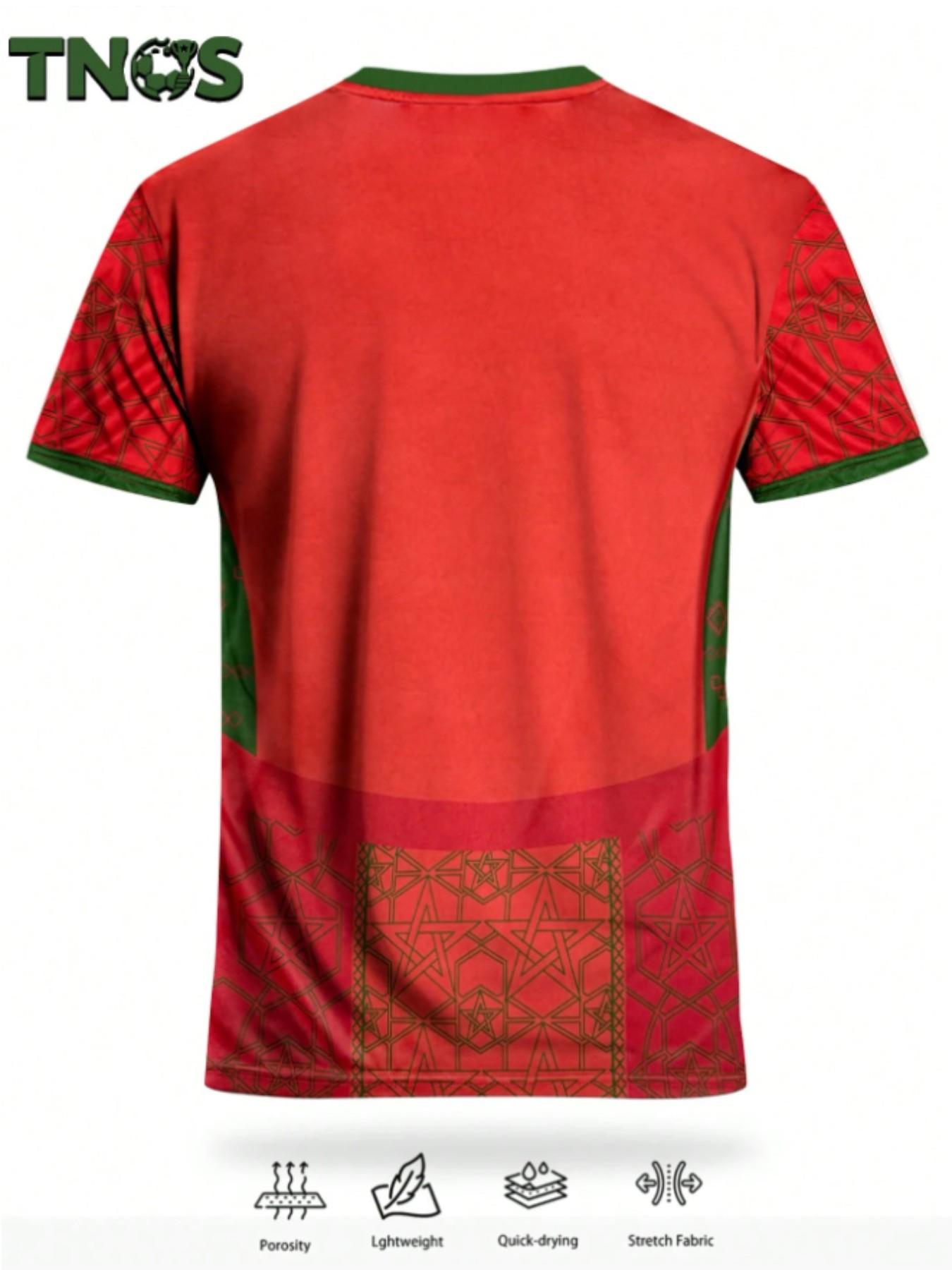 Moroccan men's football jersey, football sports shirt, and outdoor fitness running football T-shirt, suitable for football training matches, football enthusiasts, and men's gifts for the World Cup