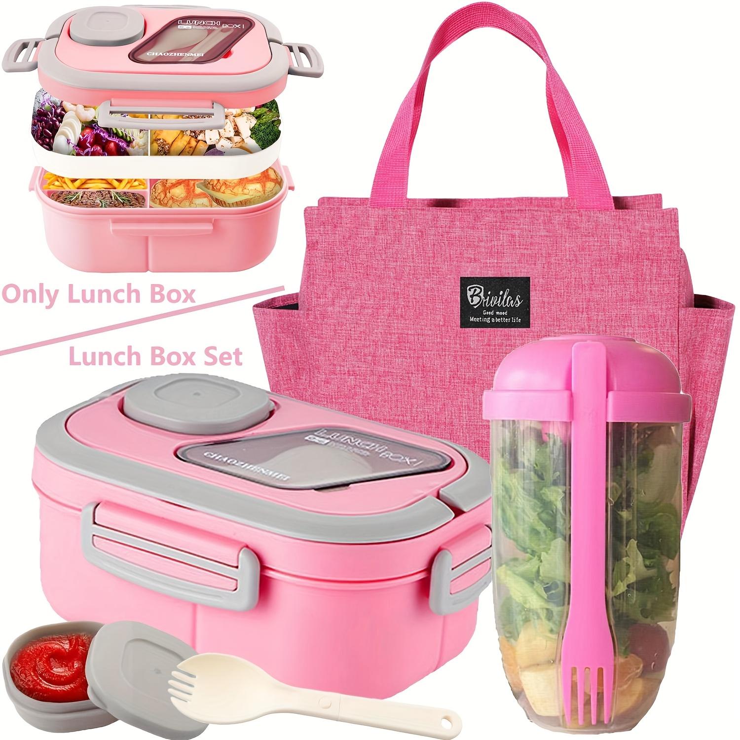 Double Layer Multi - Compartment Lunch Box Set with Lunch Container Cup and Tote Bag for School Office Picnic Food Storage Containers Meal Prep Lunch Box
