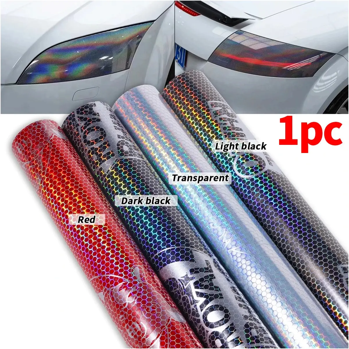 30cmx100cm Laser Laser Honeycomb Light Film, 12 Colors, Enhances Fog Lamp Effect, Cold Color Change, Vinyl Protection for Car Lights