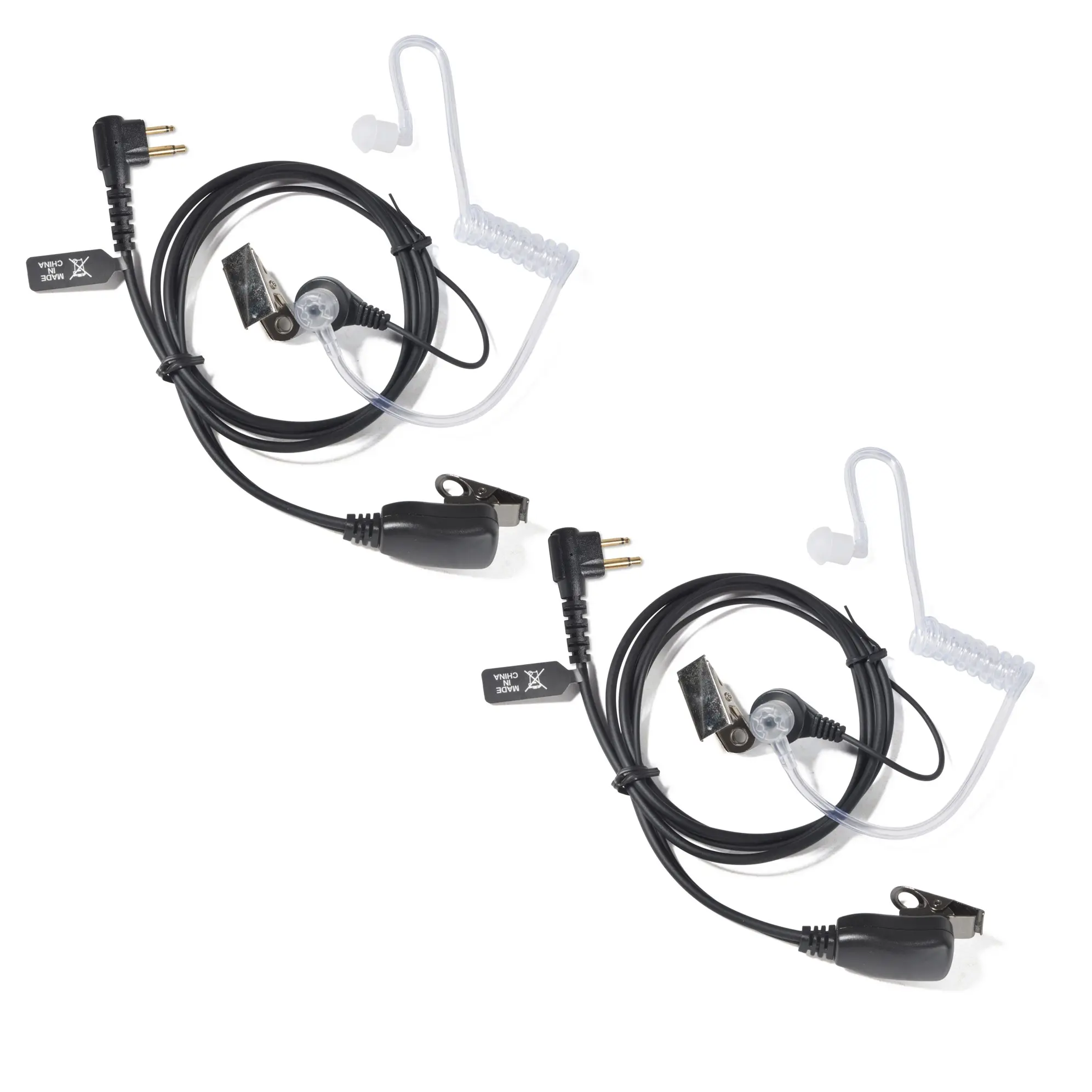 2Pack YNIBST 2 Pin Two Way Radio Earpiece with Swivel Boom Microphone Clear PTT, Audio, Coil Tube, Ear Tips, Surveillance Walkie Talkie Headset Compatible with Motorola CLS1410 CLS1110 CP200 GP300 Radio for Police Security and Law Enforcement Use