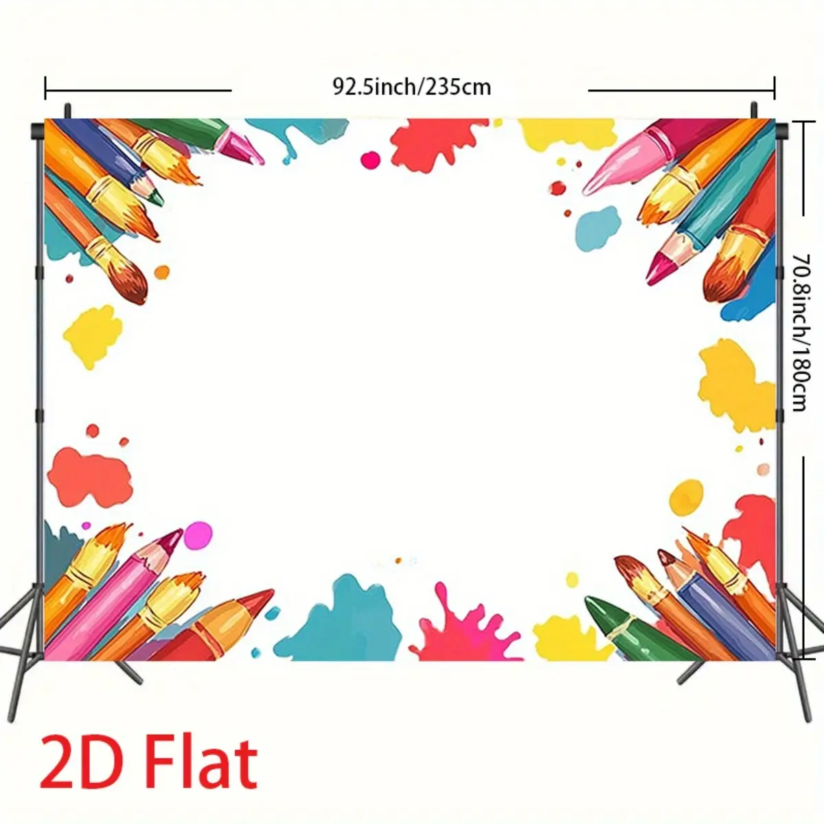 Extra Large Paint Splash Backdrop Banner - Vibrant Multicolor Paint Party Decorations with Colorful Pencils & Paint Tubes - Photo Booth Wall Decoration for Birthday, Wedding, Christmas, Valentine's, Mother's Day