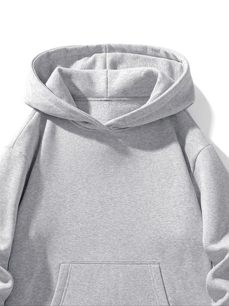 Men's Solid Color Essential Hooded Sweatshirt, Autumn & Winter Regular Fit Casual Long Sleeved Hoodie, Men's Daily Wear Clothing