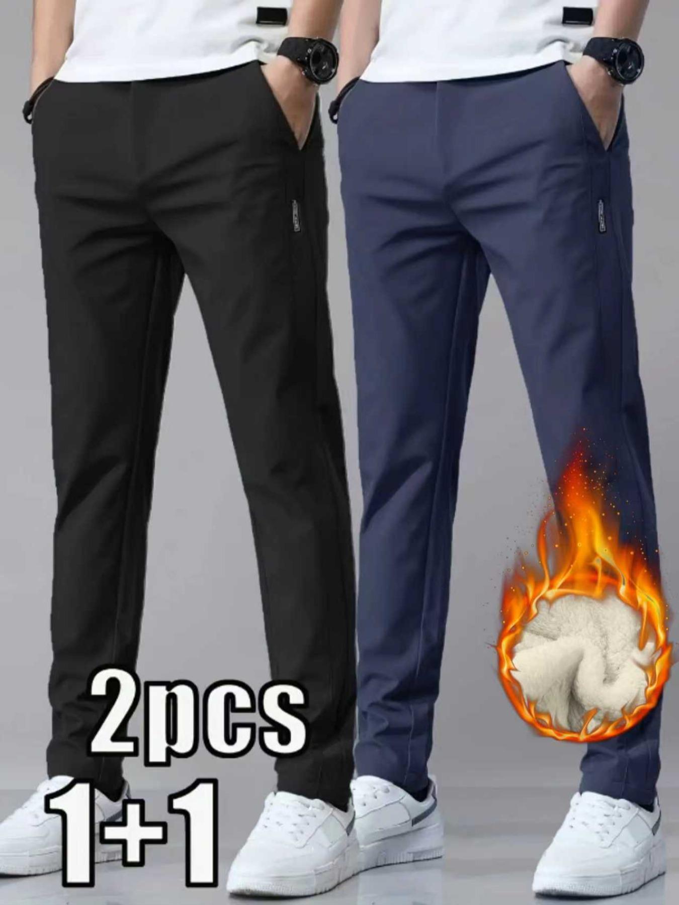 Men's Solid Color Casual Pants, Comfortable Regular Fit, Casual Stretch Waist, Daily Use Men's Trousers, Stylish and Versatile Design for Everyday Wear