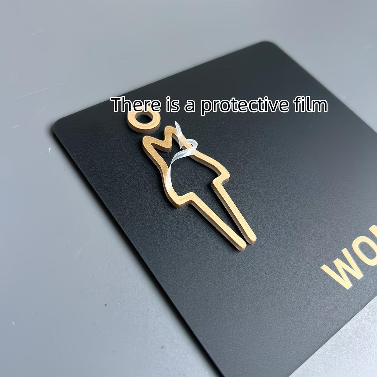 Acrylic Plastic Bathroom Sign, Adhesive Backed, Unisex Restroom Door Plate, 3D Icon, Stylish Decorative Design, 4.72*4.72in