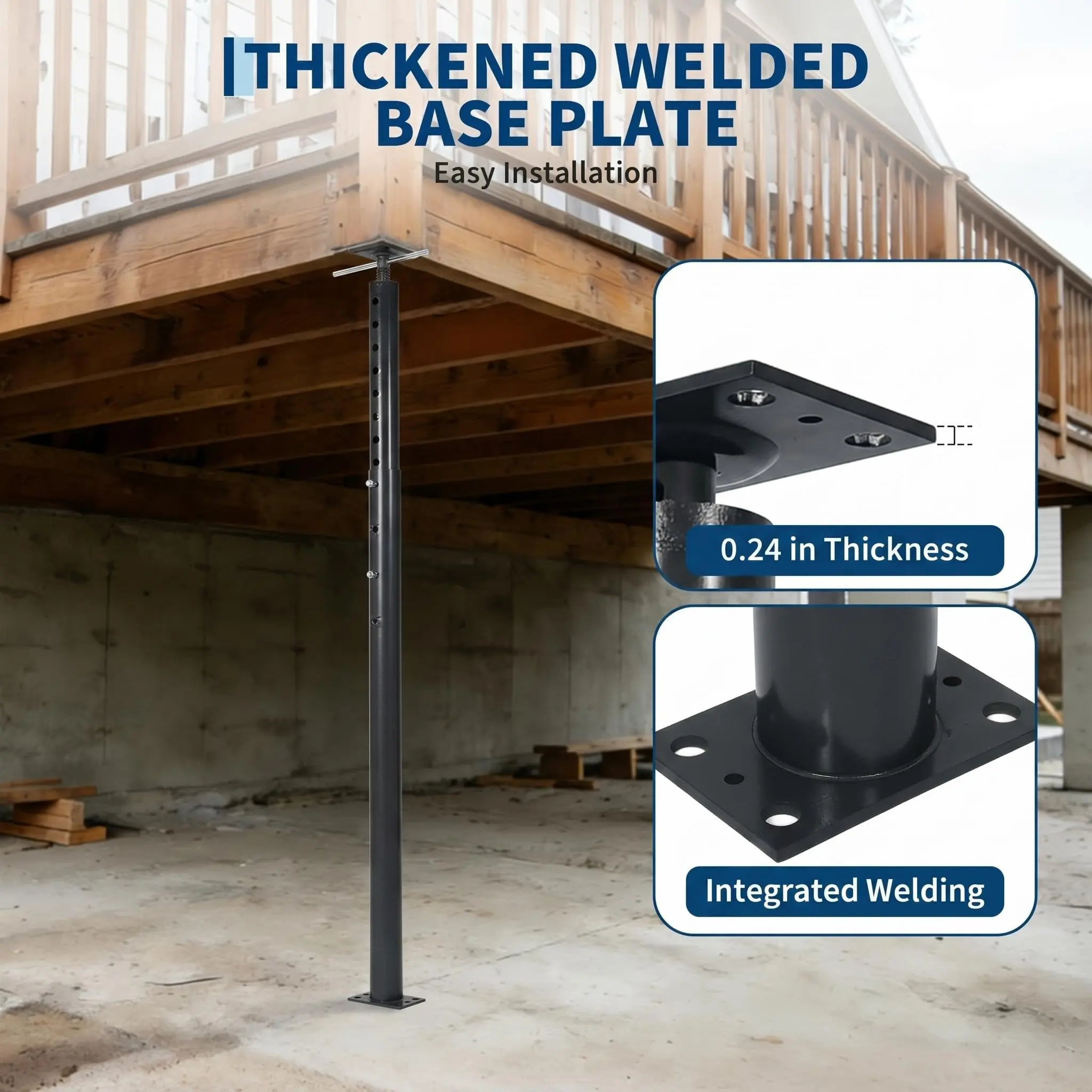 2‑Pack Heavy‑Duty Adjustable Steel Jack Posts, 19‑36 Inch Telescopic Floor Supports, 18000‑Lbs Load Capacity for Beam, Joist and Basement Leveling, Orange‑Red Finish