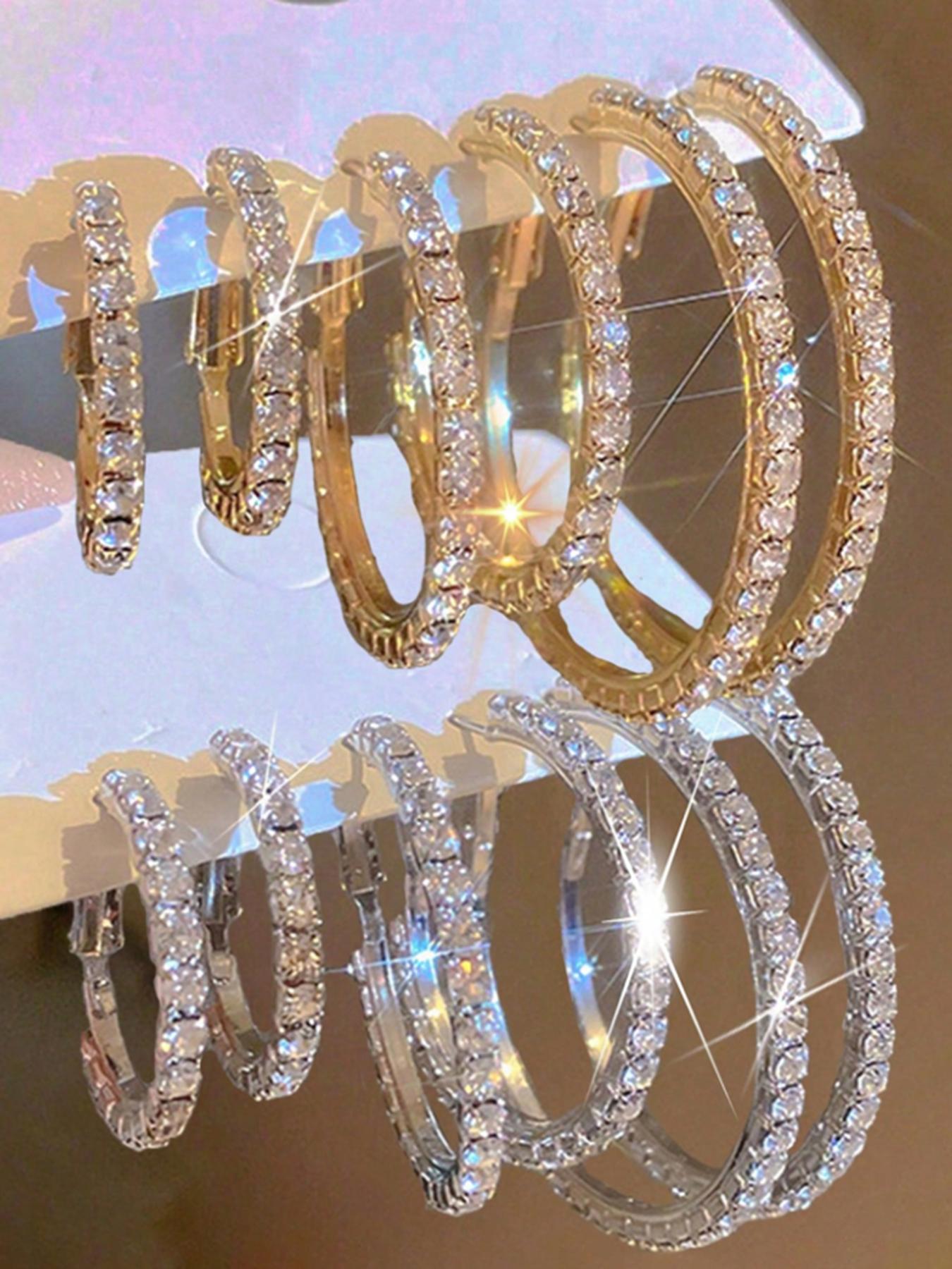 Elegant Geometric Hoop Earrings Set for Women, 16 Pcs Irregular Design, Creative Personalized Fashion Jewelry, Hollywood Style, Elegant Minimalist Earrings