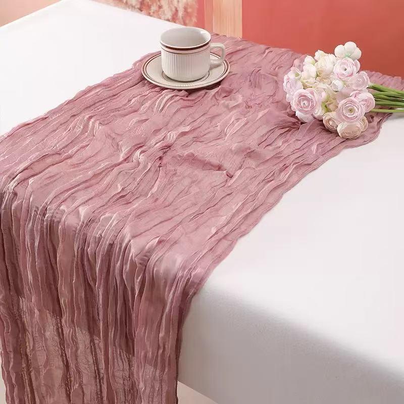 Boho Style Table Runner, Sage / Polyester Mesh, Christmas Decor, Wedding Party Centerpiece, Rural Lace, 90x180cm, 4/10 Pieces