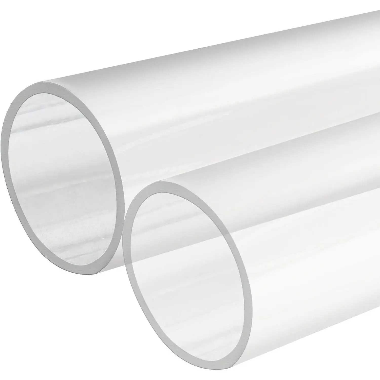 Clear PC Rigid Tubing Pipe, 2 Pack, Round Plastic Tube